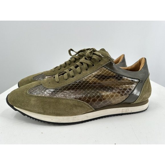 Ralph Lauren Purple label suede & Snakeskin Sneakers Made Italy 10.5-narrow - Picture 6 of 14
